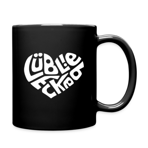 Herz Lübeck Liebe weiß auf Tasse schwarz