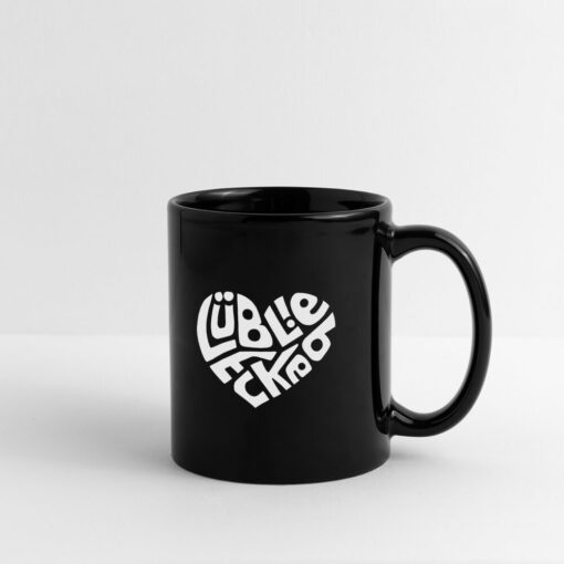 Herz Lübeck Liebe weiß auf Tasse schwarz – Bild 3