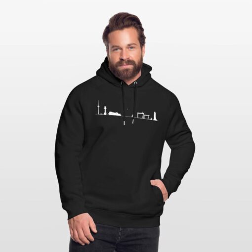 Skyline Kieler Förde weiß auf Hoodie von Stanley/Stella (unisex) – Bild 5