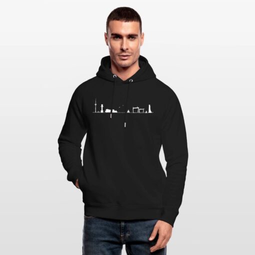 Skyline Kieler Förde weiß auf Hoodie von Stanley/Stella (unisex) – Bild 4