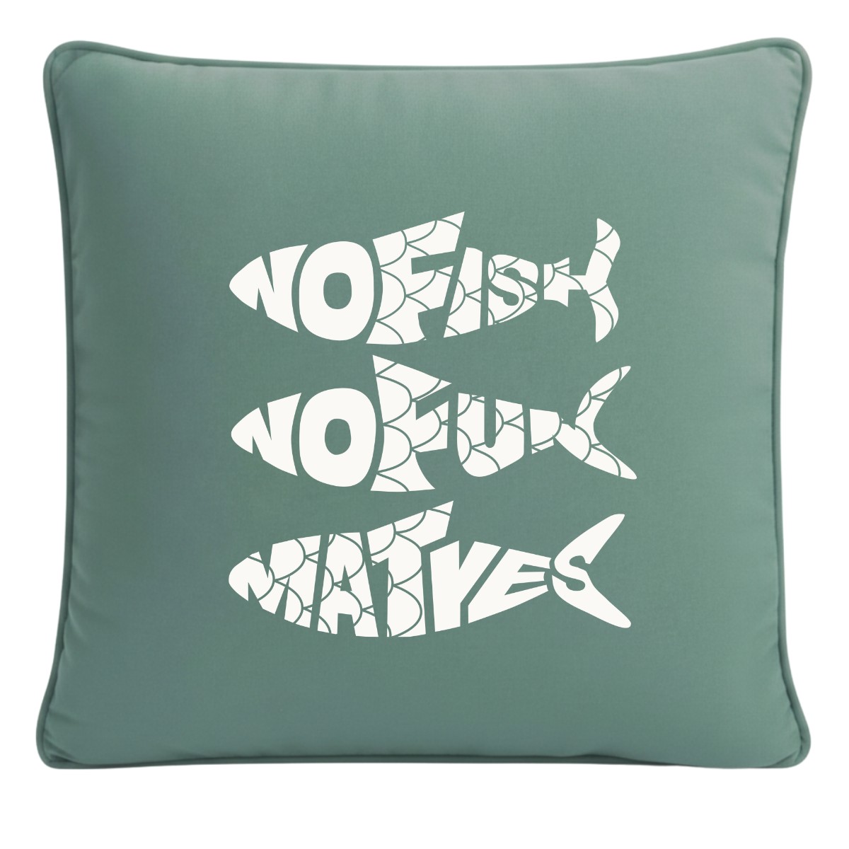 Kissenbezug mit Fischen "NoFish NoFun MatYes" – Bild 2