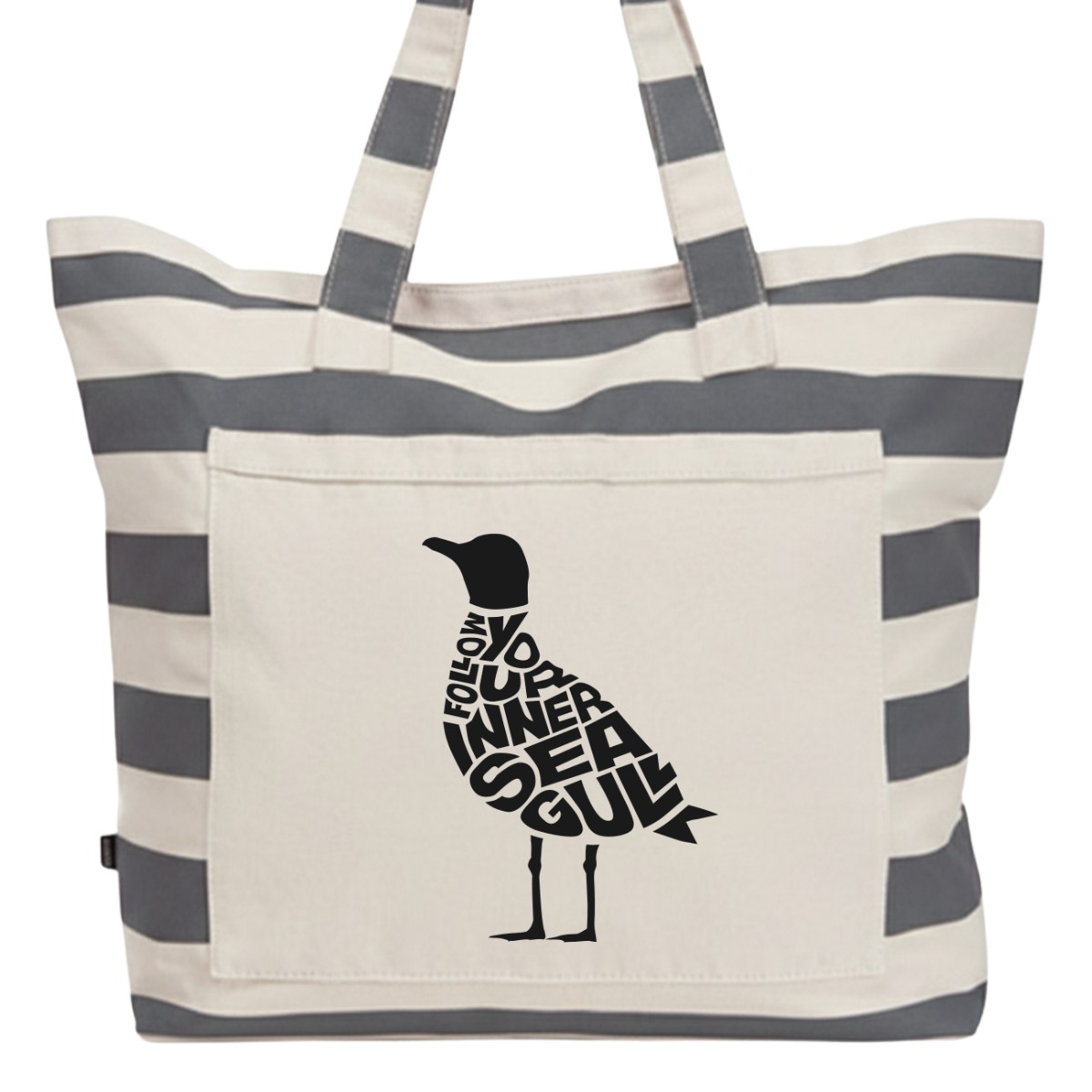 Strandtasche mit Möwe "Follow your inner seagull" – Bild 2