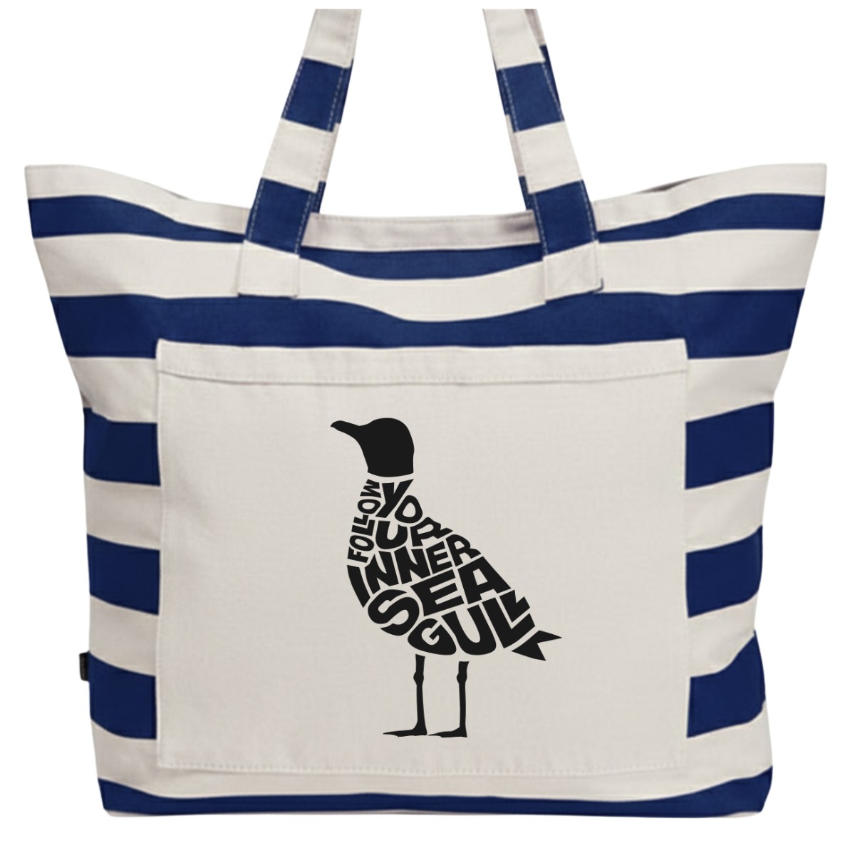 Strandtasche mit Möwe "Follow your inner seagull"