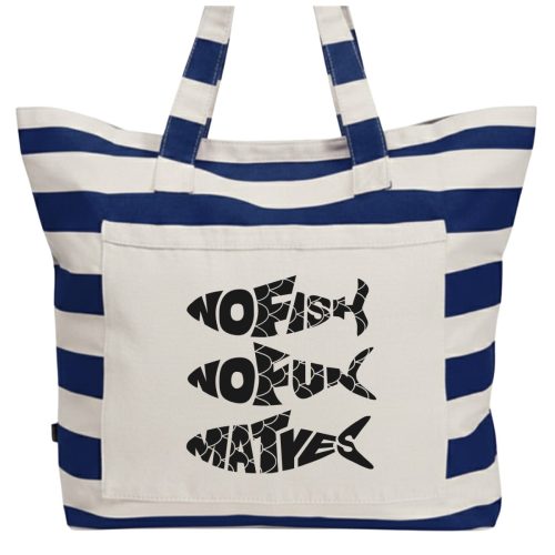 Strandtasche mit Fischen "NoFish NoFun MatYes"