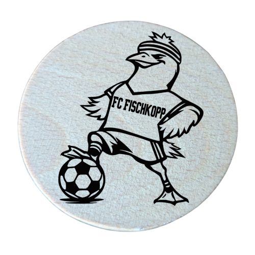 Flaschenöffner magnetisch aus Holz mit Fußball-Möwe