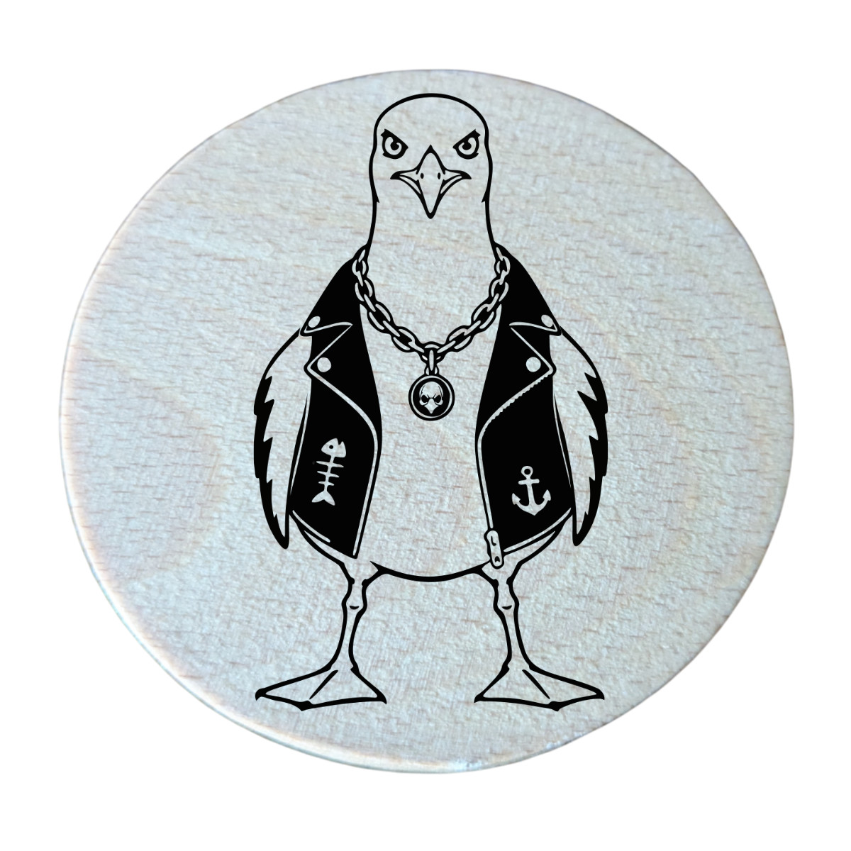 Flaschenöffner magnetisch aus Holz mit Olli von den Death Gulls
