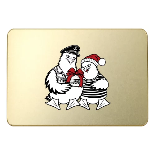Maritimer Adventskalender in Gold mit Möwenpaar Weihnachtsedition