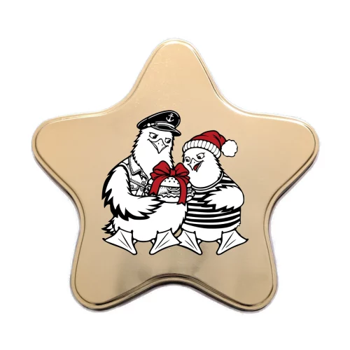 Sterndose in Gold mit Möwenpaar Weihnachtsedition