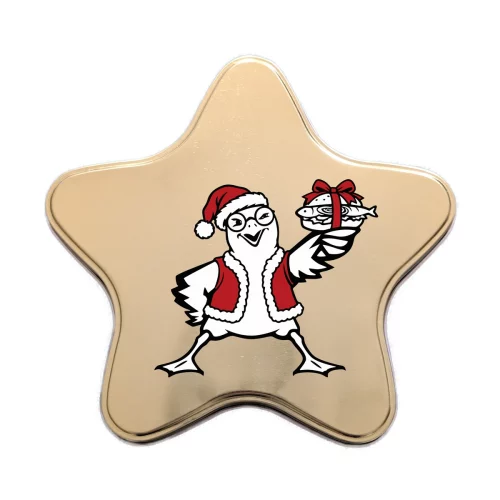 Sterndose in Gold mit Möwe und Fischbrötchen Weihnachtsedition