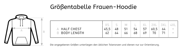 Größentabelle Frauen-Hoodie