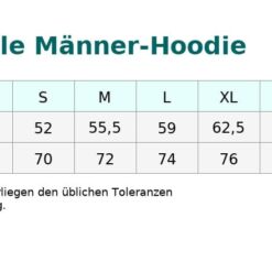 Herren-Hoodie Größentabelle, Größen von XS bis 4XL für Männer, Komfort und Passform.