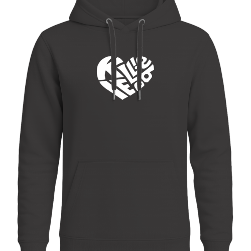 Kleiner, schwarzer Hoodie mit weißem 2meere Logo, ideal für Freizeit und Streetwear, hochwertiger Baumwollstoff, bequem und stilvoll, modisches Design, perfektes Geschenk.