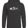 Farbenfrohes Fisch-Design auf Hoodie, nachhaltige Mode, Meereskunst, trendige Streetwear, 2meere.